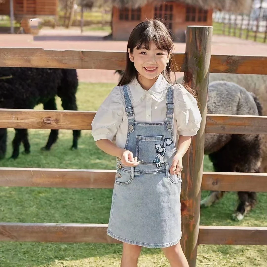 [商场同款]EP雅莹童装春夏女童新款原创图案牛仔背带连衣裙