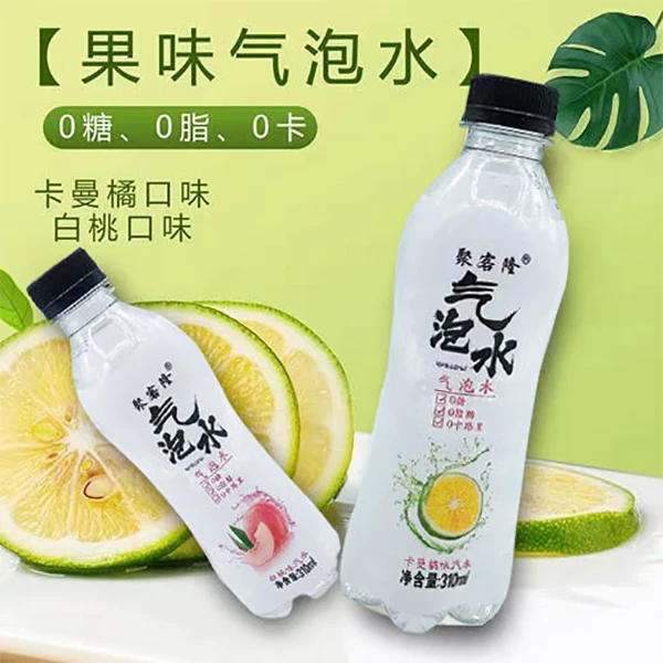聚客隆气泡水白桃与卡曼橘双味0糖0脂0卡整箱310ml *6*12汽水果味