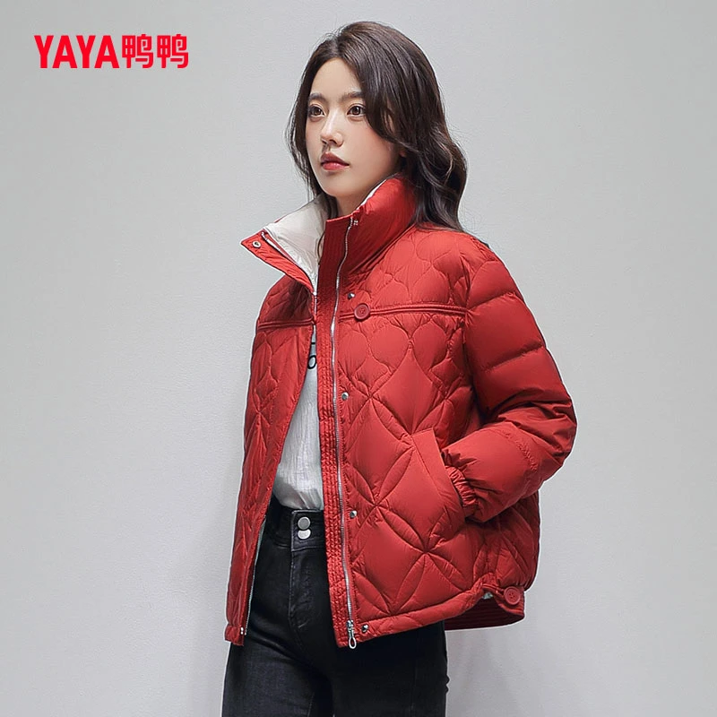 【鸭鸭】秋冬女款女士羽绒服立领短款轻薄时尚纯色韩版宽松保暖外套