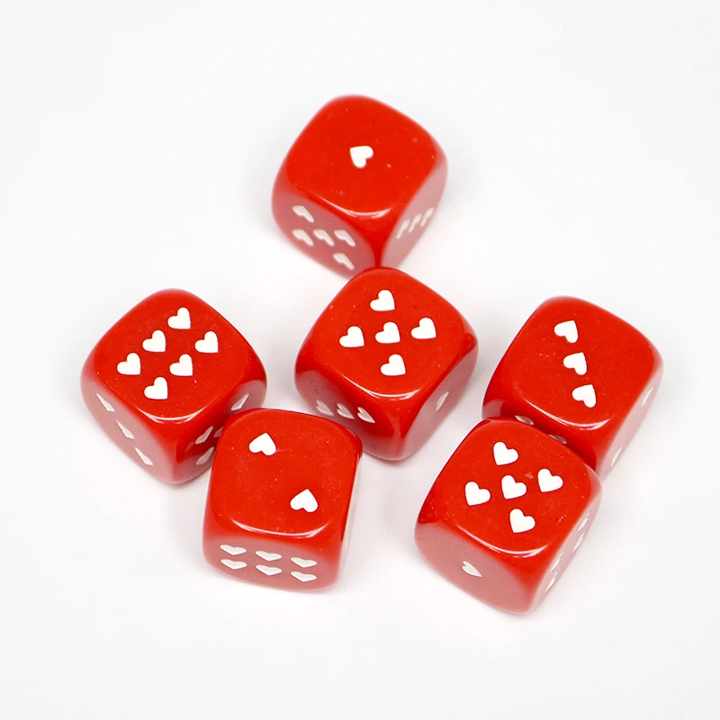 红色心形25mm大骰子1对