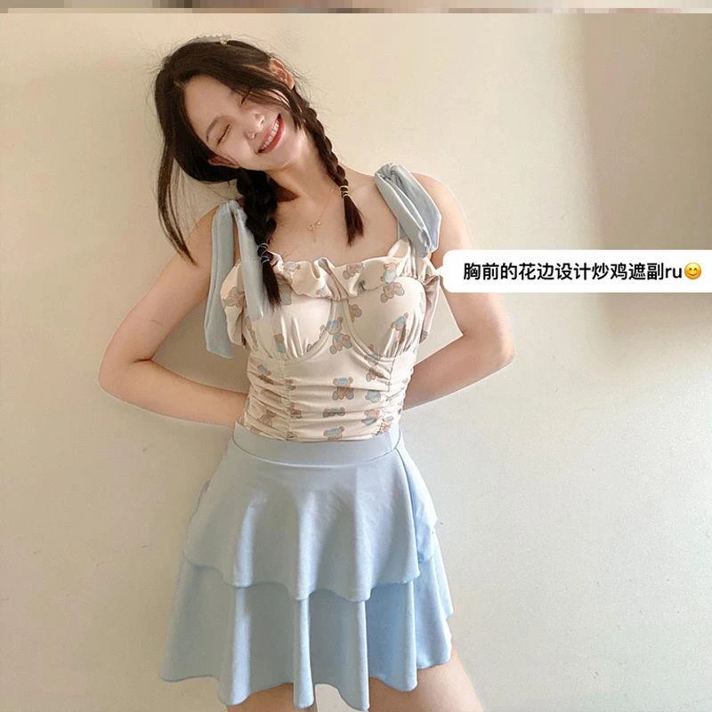 【小熊的心事】泳衣女款显瘦遮肉可爱温泉泳衣保守款