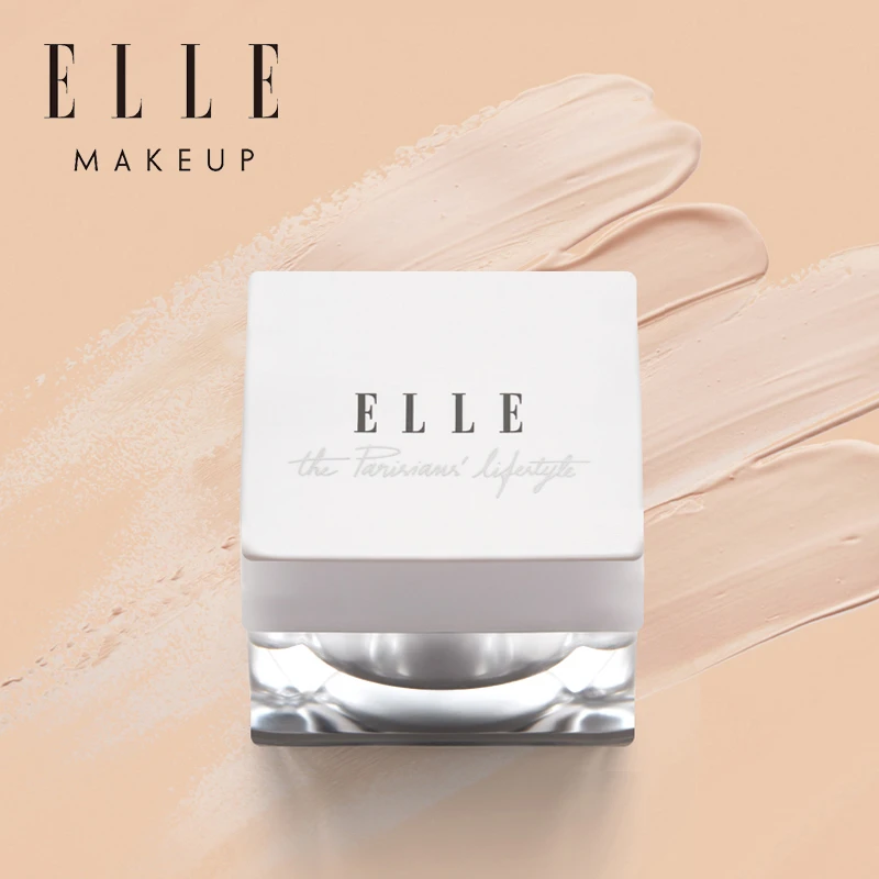 【关心美妆】ELLE精华遮瑕粉底霜遮瑕轻薄均匀自然裸感五金女孩妆造