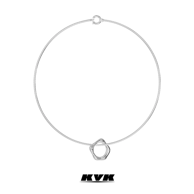 铜合金项链 新走秀款项链小众简约时尚轻奢百搭坠链圆环设计感