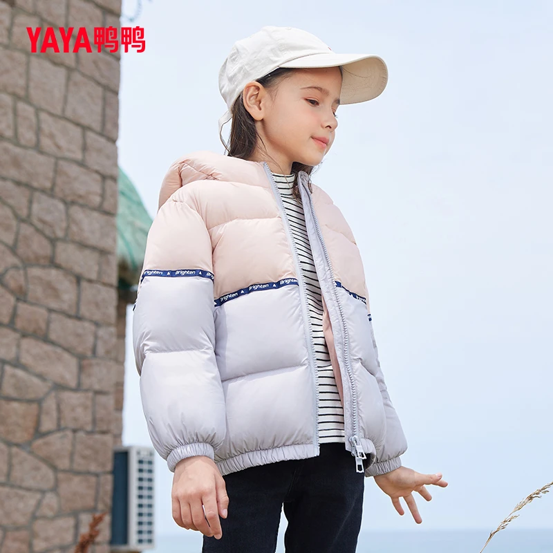 YAYA/鸭鸭2022新款儿童羽绒服女男童秋冬装白鸭绒外套