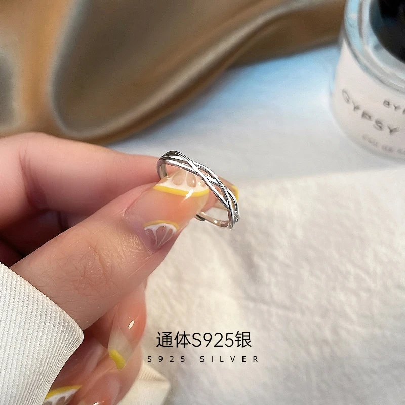 金美澳 925银戒指 简约小众设计自律指环女单身戒时尚个性可调节