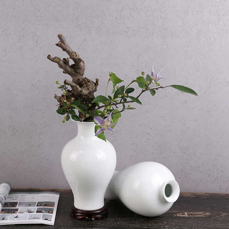 白色陶瓷花瓶中大瓶客厅插花鲜花干花简约现代轻奢高档摆件