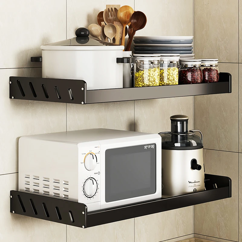 厨房微波炉置物架壁挂式烤箱架子调料架墙上免打孔勺子铲子收纳架