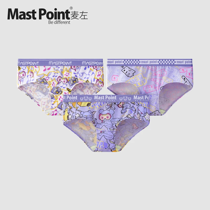 麦左潮牌内裤女生棉质透气可爱少女风卡通三角裤/虚拟瞳孔/3条装