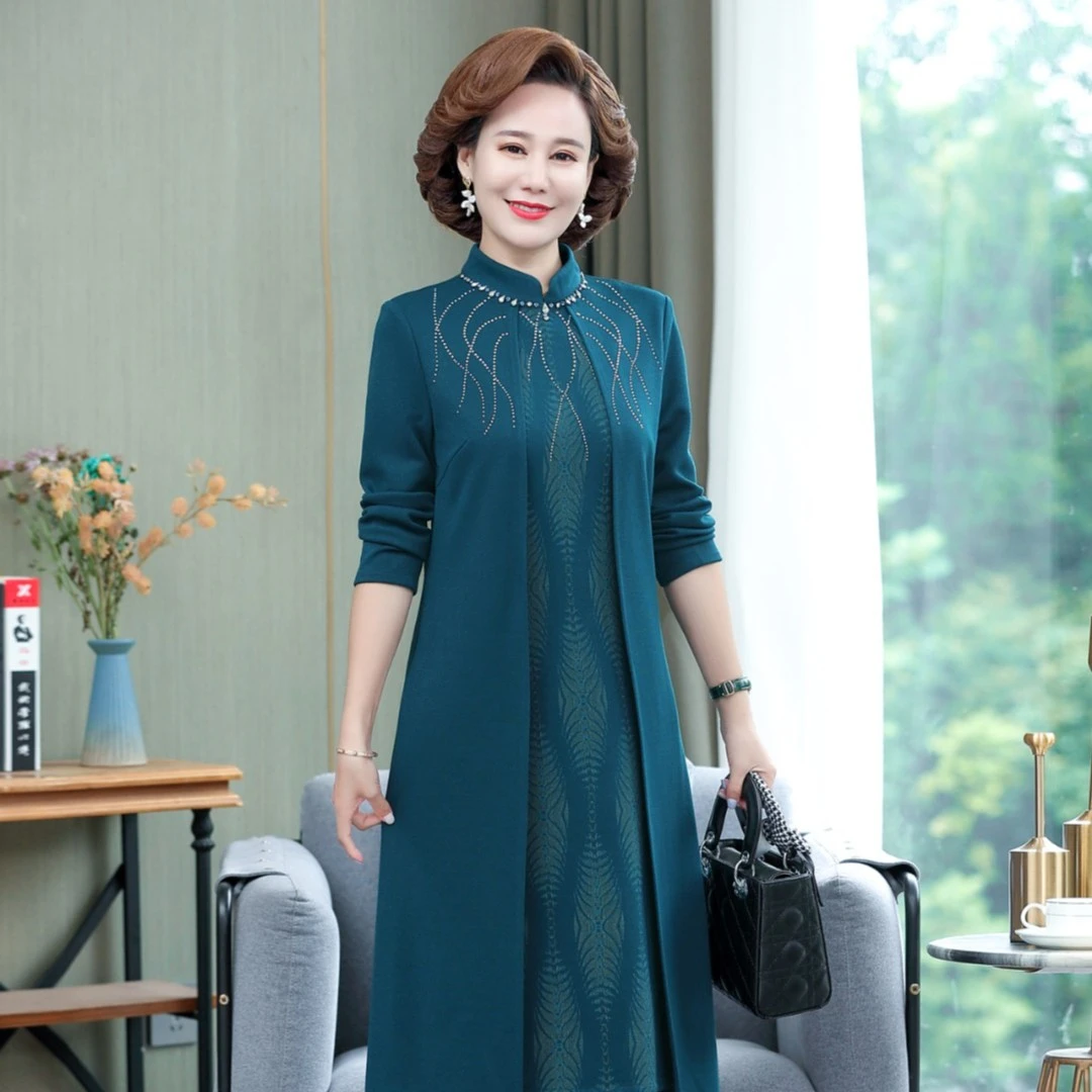 中老年女春装连衣裙洋气高贵中年妇女妈妈春秋气质裙子阔太太新款