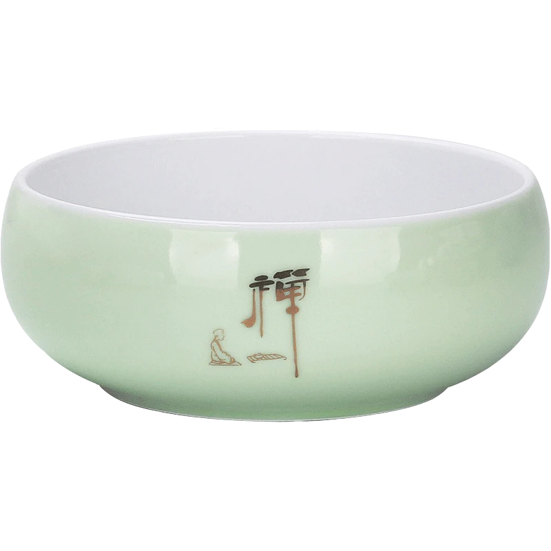 巴花-茶洗缸中大号禅字水盂功夫笔洗茶器皿茶具盆配件家用品陶瓷