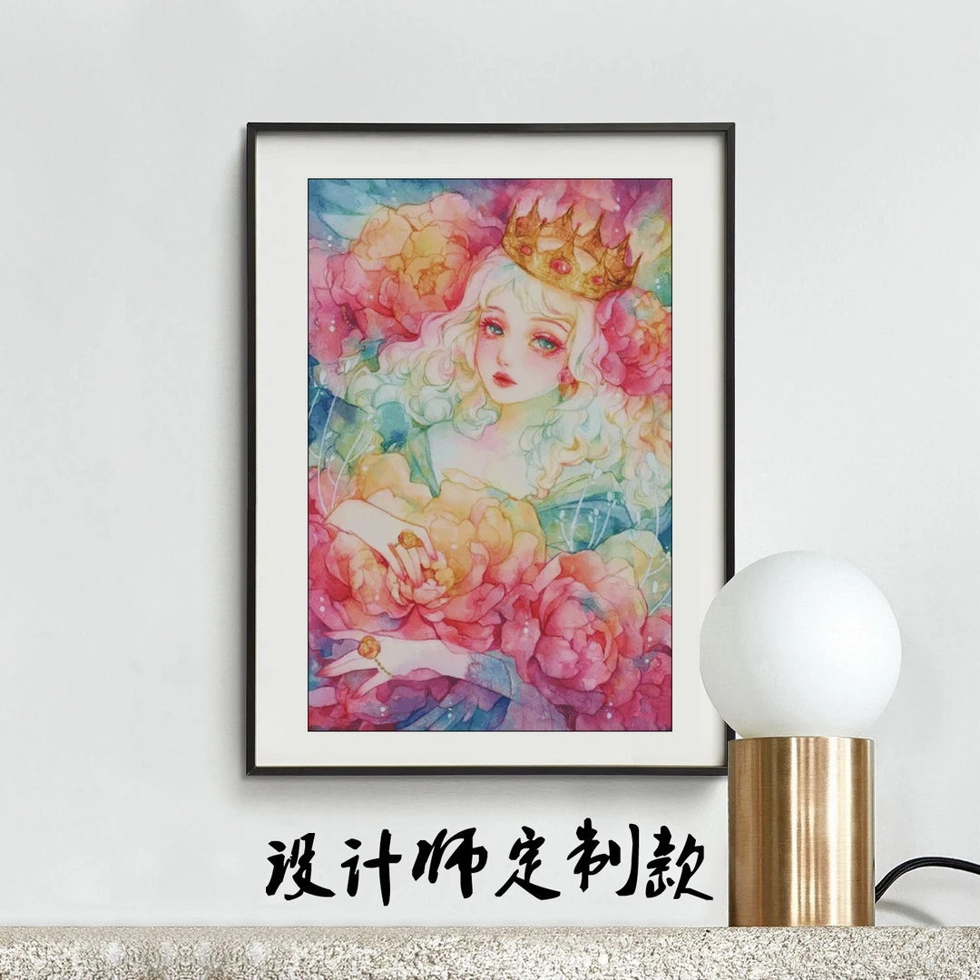 设计师定制款花宴女孩之女王十字绣2023新款自绣手工客厅卧室小格
