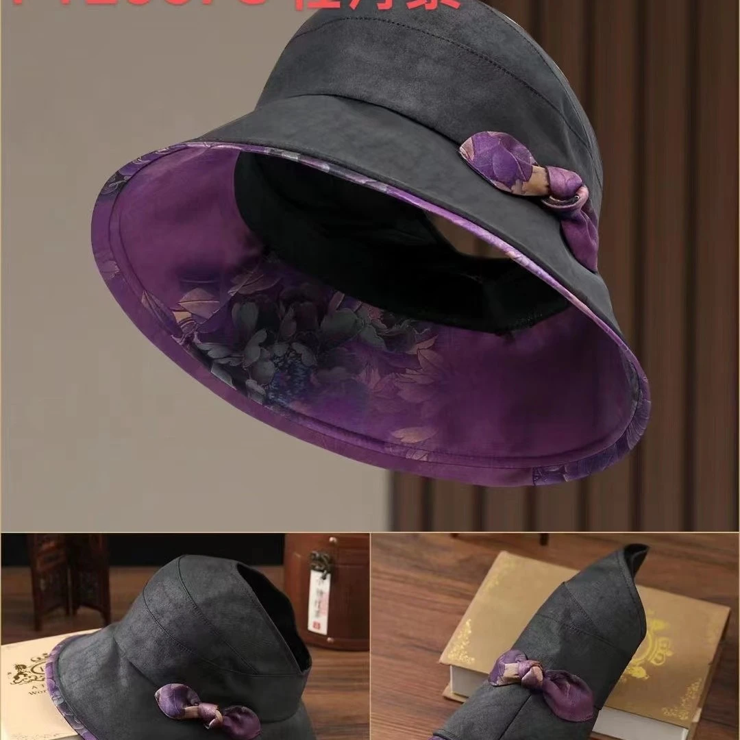 布塔香云纱桑蚕丝防晒休闲帽子