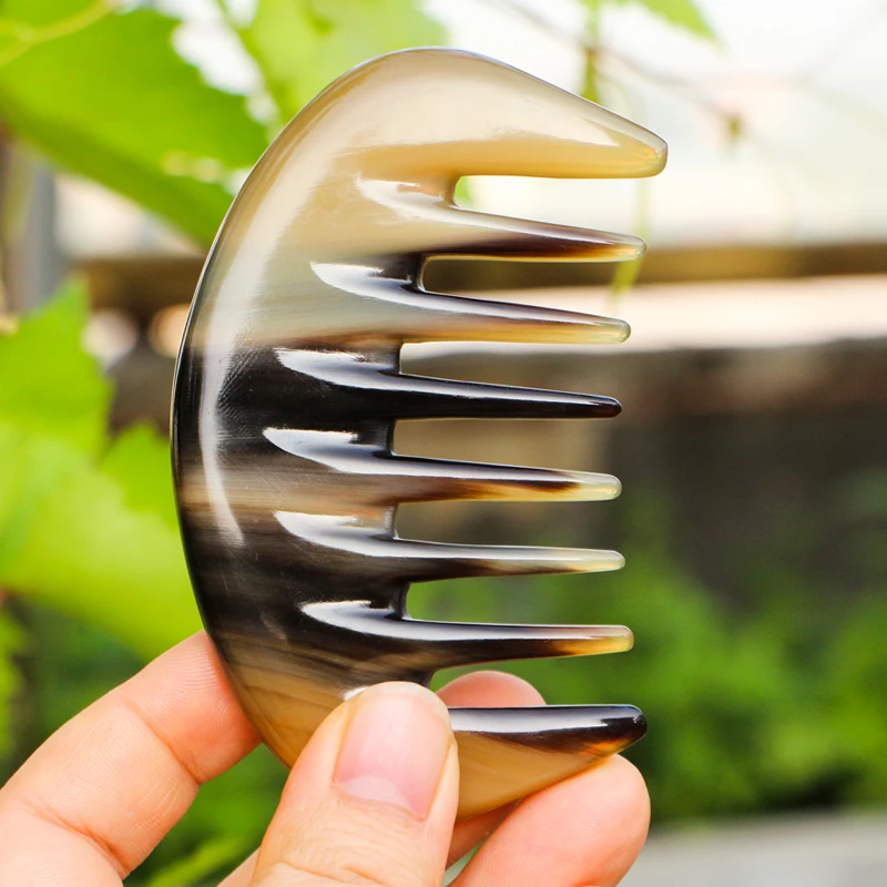 牛谷之森牛角梳子粗宽齿梳卷烫发包包便携梳护理头皮洗漱梳长9CM