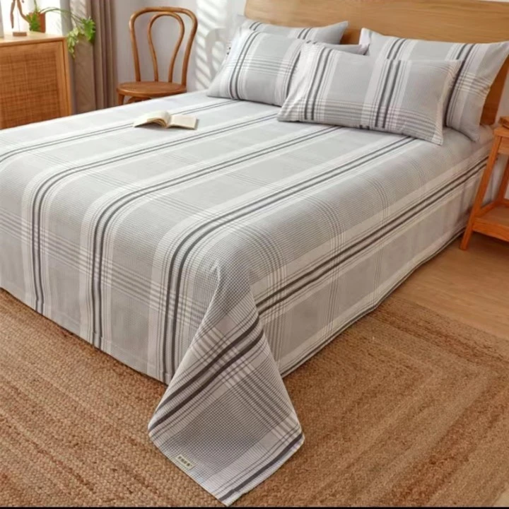 纯棉高档床单三件套  竹节棉系列  千岛绿灰  0012