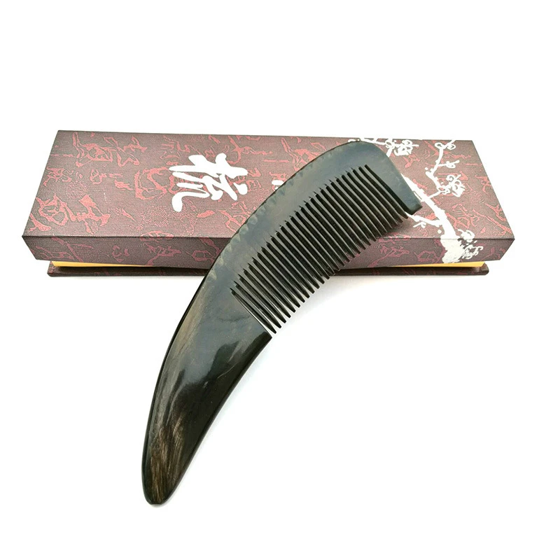 天然黑牛角尖尾梳按摩柄防静电美发梳子牛角制品特价无礼盒装