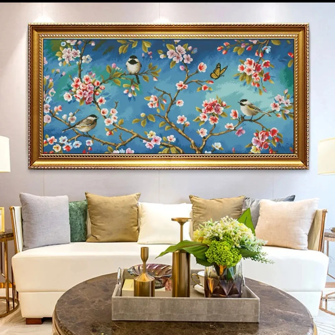 非成品十字绣套件：古色古香 满绣25色大格四股棉线135x75cm