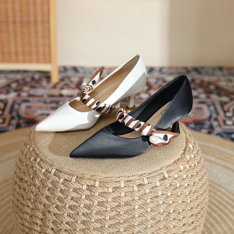 sufeifei/苏妃妃32气质细跟法式尖头浅口小香风春秋时尚高跟鞋