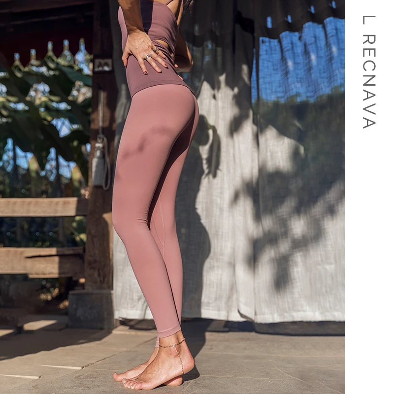 LRECNAVA芮柯纳未 裸感磨毛高腰提臀显瘦紧身健身运动瑜伽九分裤