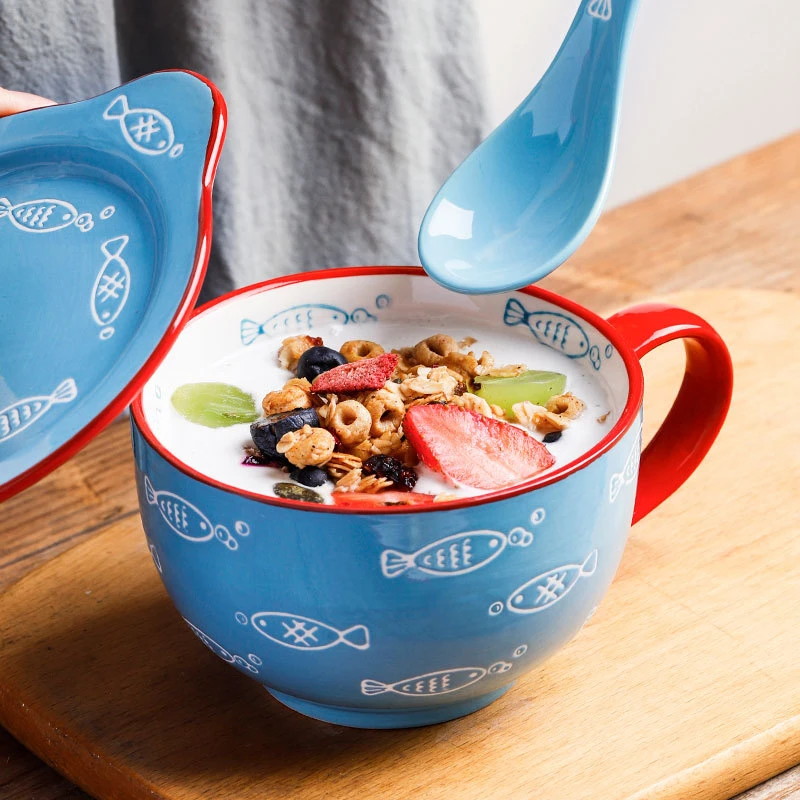 ezicok牛奶杯大容量汤杯可微波炉加热早餐燕麦碗陶瓷水杯子马克杯