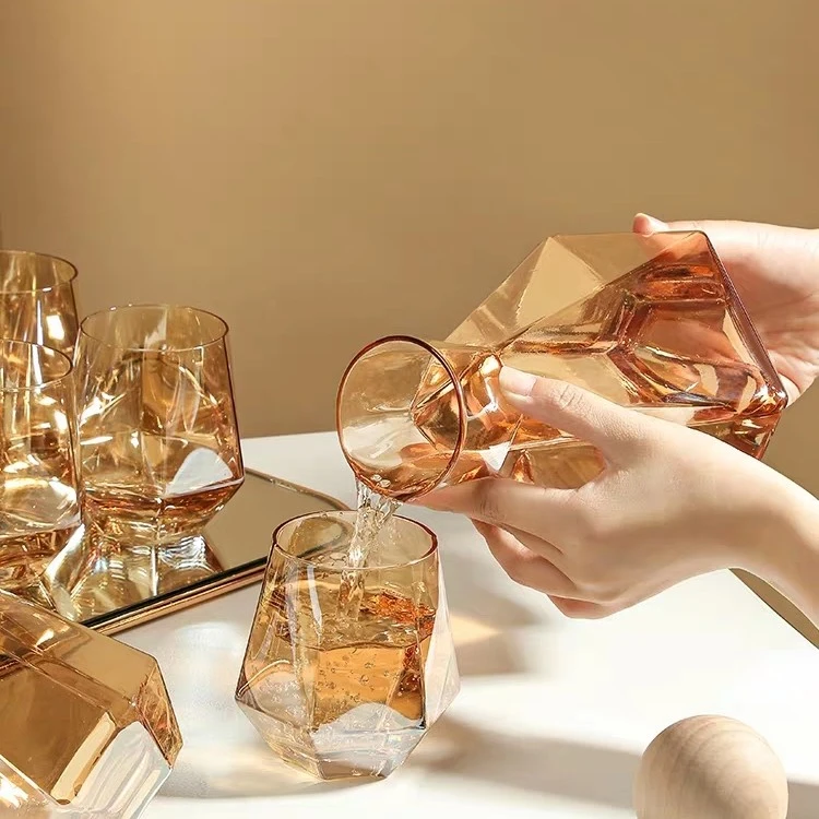 菱形六角玻璃杯 威士忌酒杯