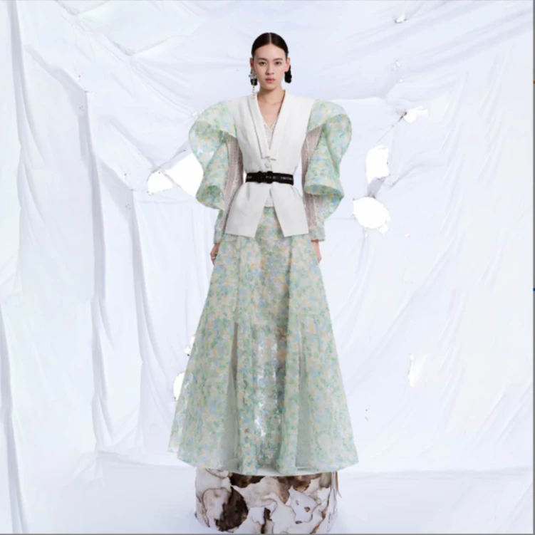 CHICCO MAO【官方正品】蕾丝拼接花朵西服C221-1224-W88女装上衣