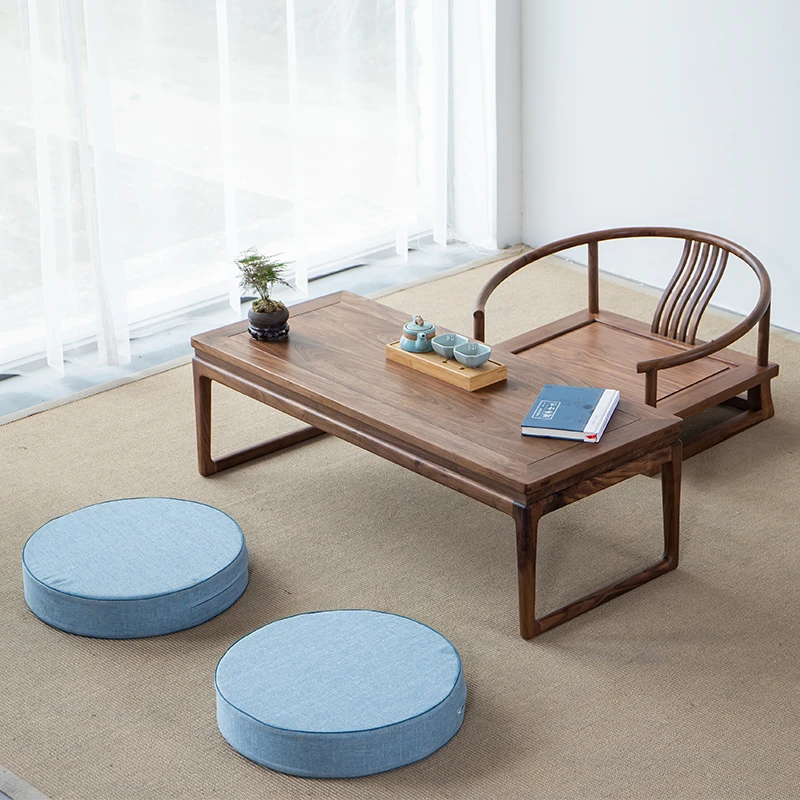 北美黑胡桃木新中式实木家具榻榻米茶茶几泡茶桌新中式茶桌茶桌椅