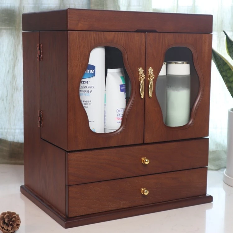 首饰盒/箱 化妆品收纳盒桌面置物架护肤品神器网红梳妆台防尘镜