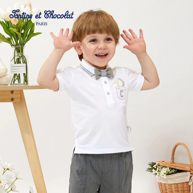 tartineetchocolat巧克力夏季休闲短袖学院风T恤POLO衫CIHAC2311K