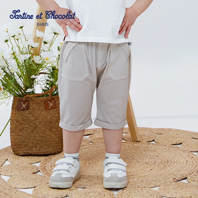 tartineetchocolat巧克力男童裤子夏五分裤短裤宽松CITMC2311A