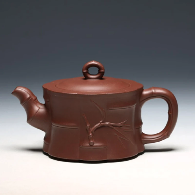 明理茶艺高湘君（红泥八竹壶）宜兴紫砂茶壶全手工