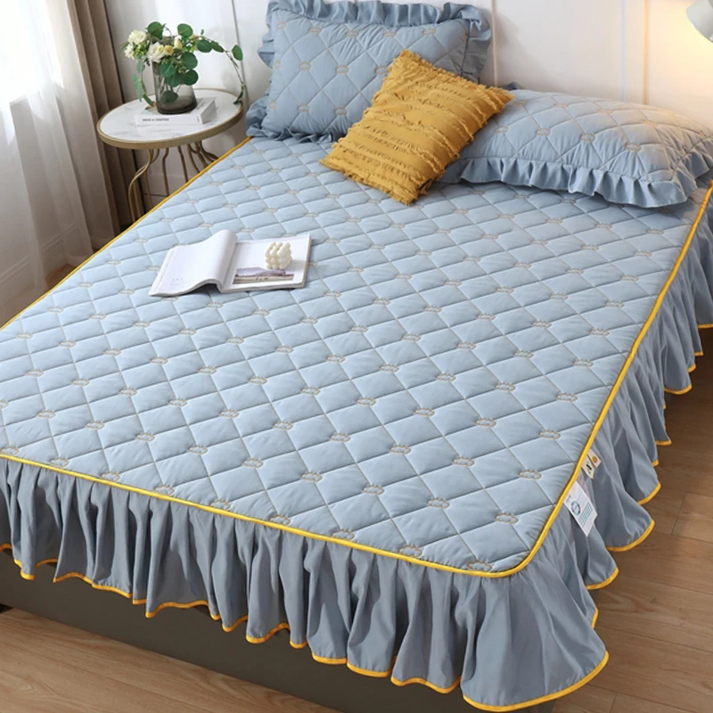2023年韩版加厚夹棉床笠单件床裙席梦思床垫保护罩防尘罩四季通用