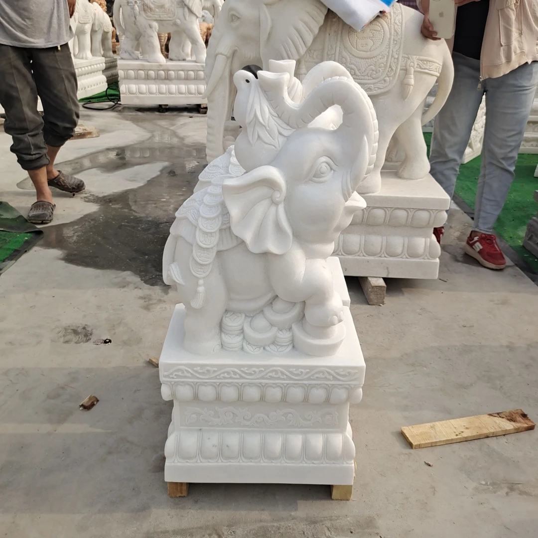 石雕大象门口摆件汉白玉材质