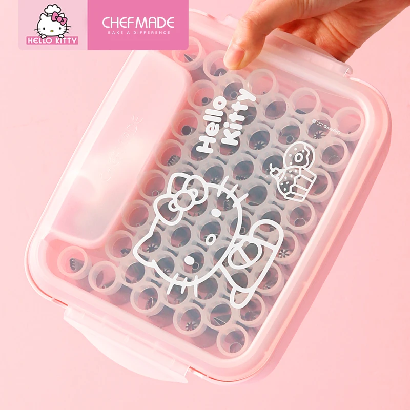 学厨 HELLO KITTY正版授权55头裱花嘴奶油嘴裱花托收纳盒烘焙工具
