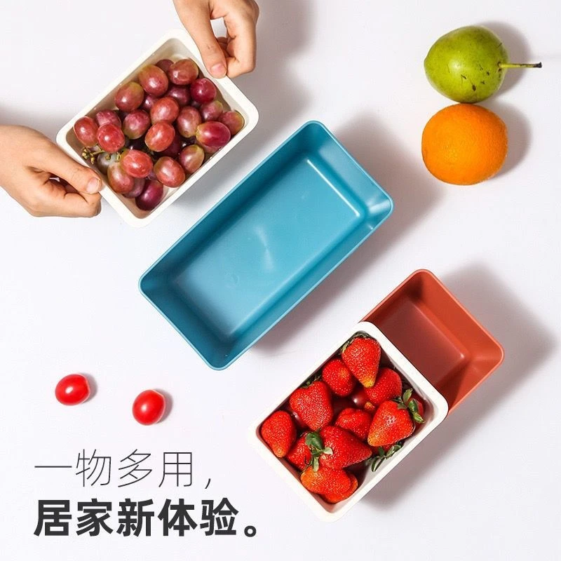 懒人双层水果盘沥水篮家用塑料糖果盘盒创意厨房客厅嗑瓜子盘盒子