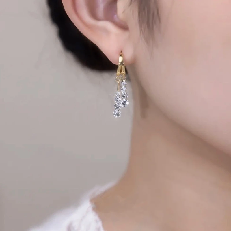 合金玻璃耳饰  小众设计感精致水钻耳环女气质轻奢高级感时尚耳扣