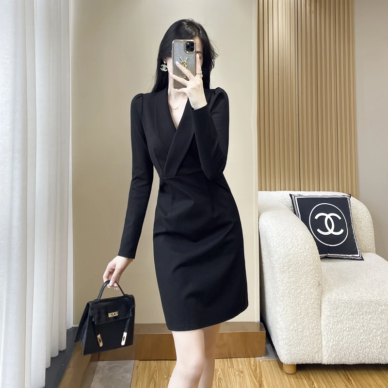 西装裙连衣裙秋冬季长袖职业气质高级感裙子法式轻奢高端女装短裙