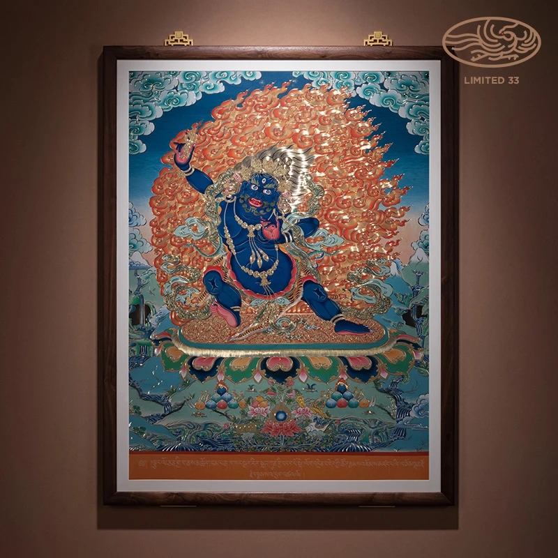 太铜《唐卡七彩款金刚手菩萨》手工錾刻 铜雕画 仅33幅 装饰画