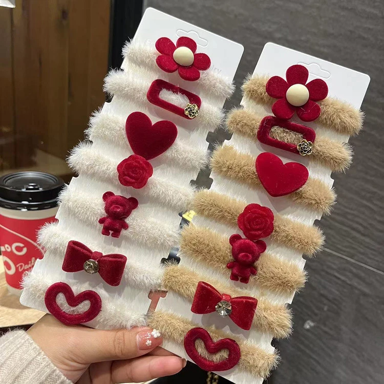 根绒红色毛绒头绳秋冬圣诞节新年喜庆复古丸子头粗绳发饰