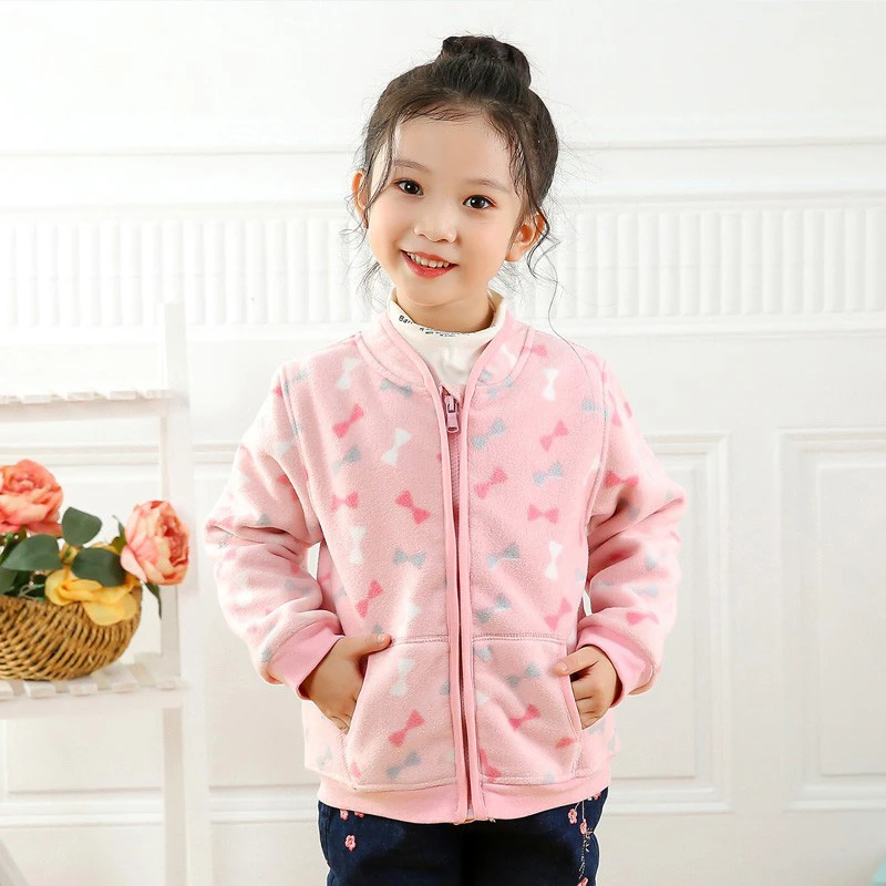 女童洋气上衣外套儿童摇粒绒外套棒球服春秋款加厚秋冬立领2116