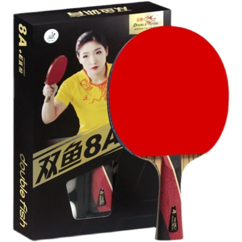 包邮双鱼乒乓球拍单拍6A横拍直拍7A8A9A长柄短柄反胶快攻型成品拍