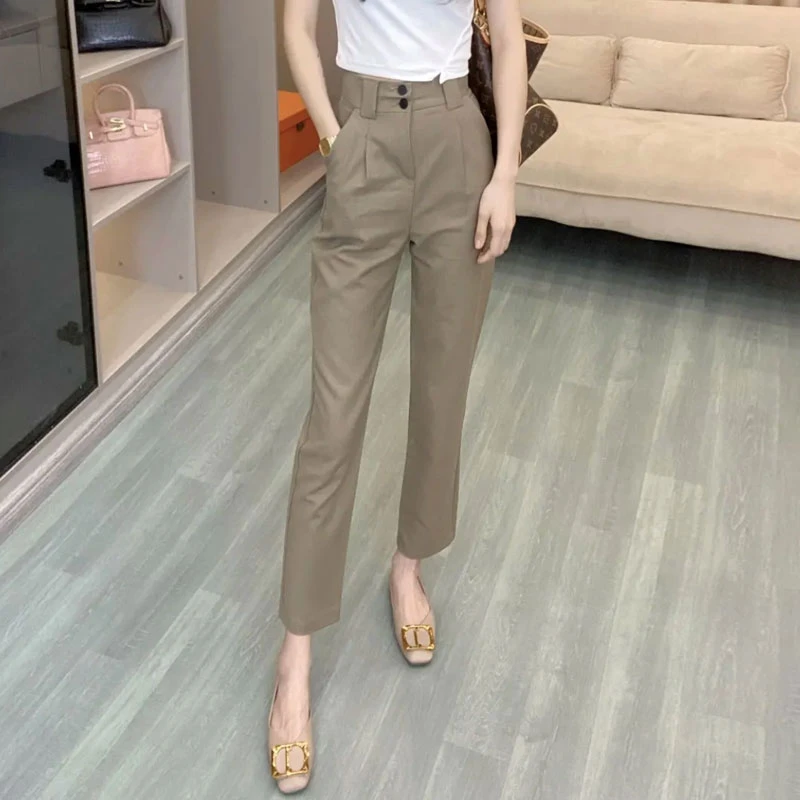 九分裤女夏季新款2025年休闲裤直筒裤女裤夏天薄款高腰显瘦西装裤