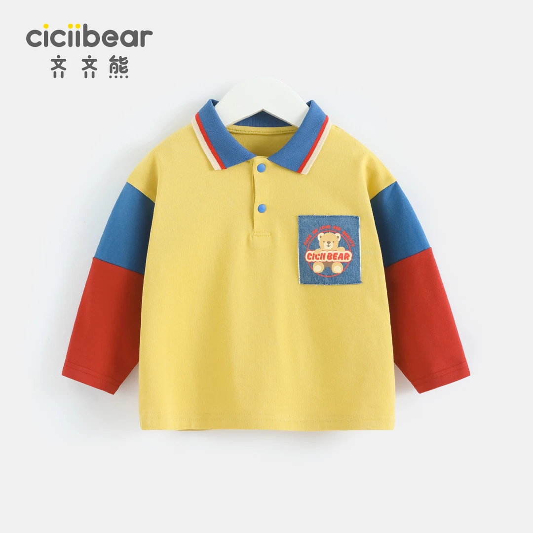 CICIIBEAR/齐齐熊春秋长袖翻领T恤男童女长袖Polo衫宝宝QQ8830