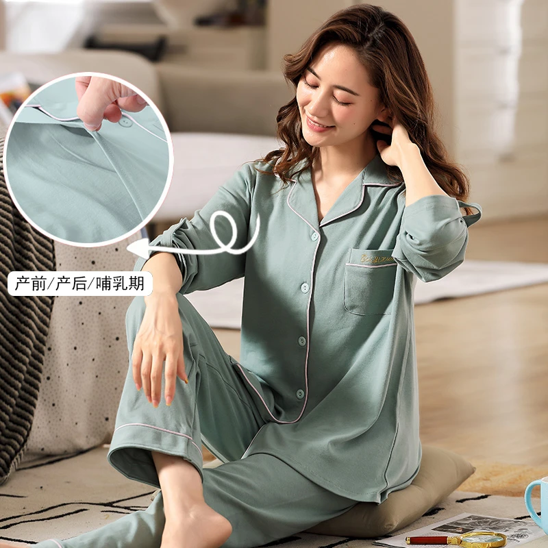 【纯棉100%棉】3-11月份月子服春秋孕妇孕期产后家居服睡衣可外穿