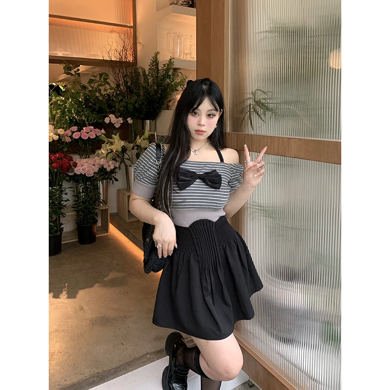 黑泽玄七“赫莉甜心”蝴蝶结收腰显瘦套装98222CS5253/98222B4948