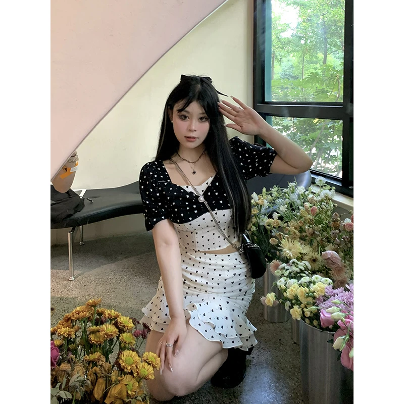 《恋爱便利贴》黑泽玄七 爱心半身裙套装女98222CS5905/98222B8822