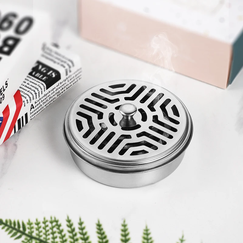不锈钢蚊香盒加厚带盖烟灰缸檀香盒卧室客厅户外用蚊香盒多色可选