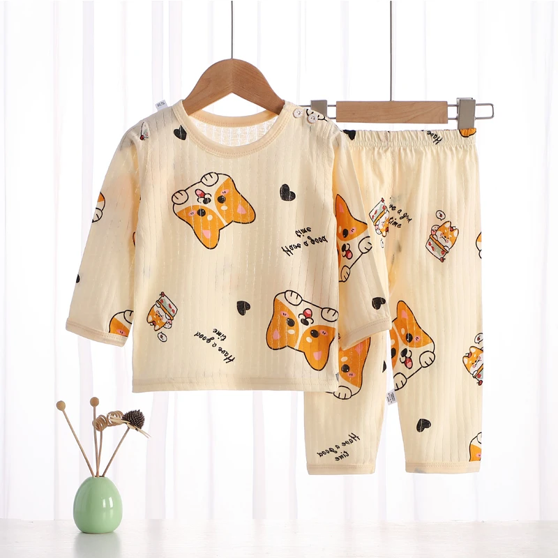 无骨宝宝睡衣夏季薄款  儿童空调服 男童居家简约 女童家居服纯棉
