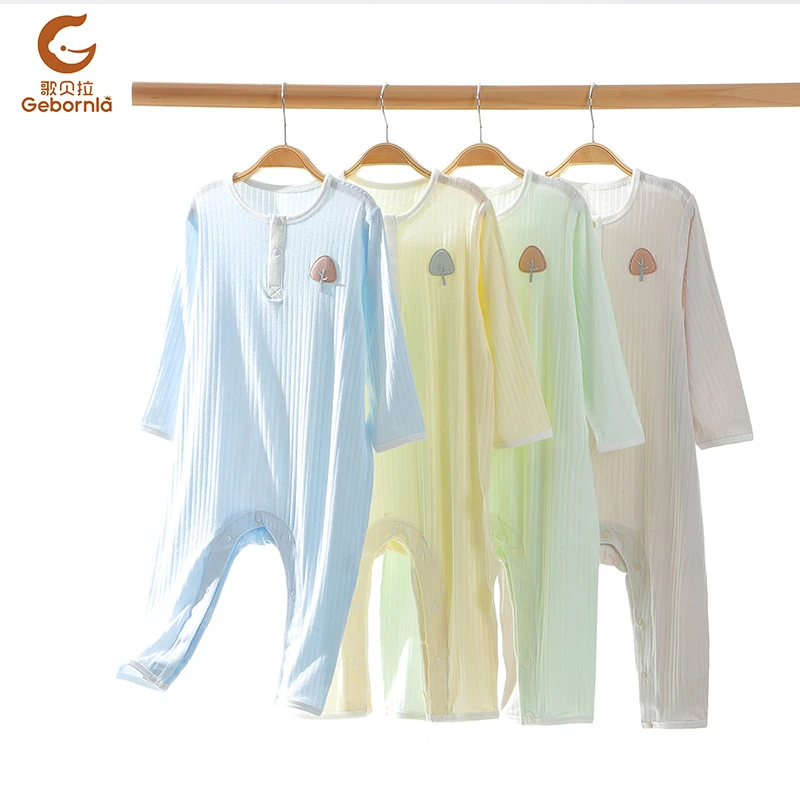 儿童家居服莫代尔宝宝长袖连体睡衣宝宝长爬薄款柔软透气婴儿6452