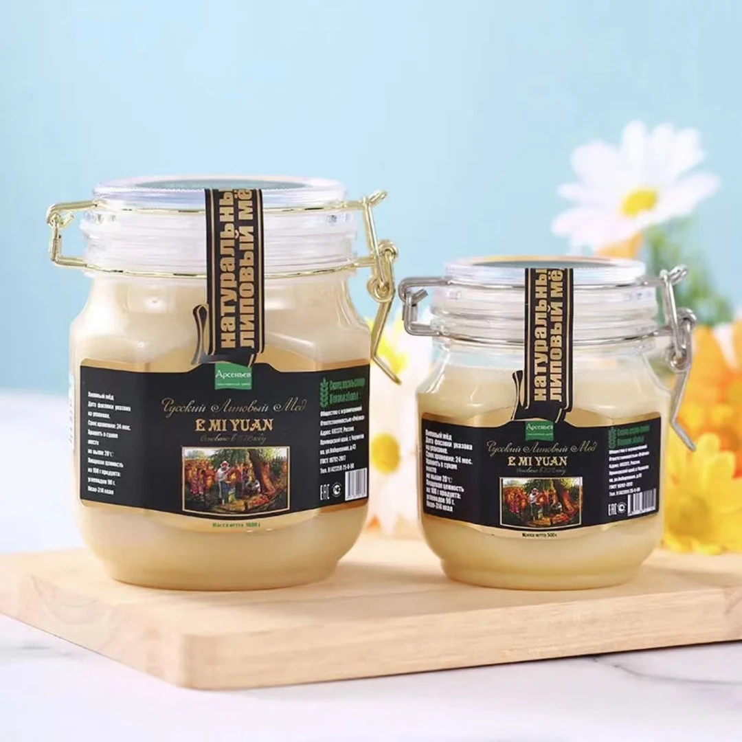 俄罗斯进口俄蜜源牌椴树蜜原装天然结晶蜂蜜雪蜜卡扣500g/1000g