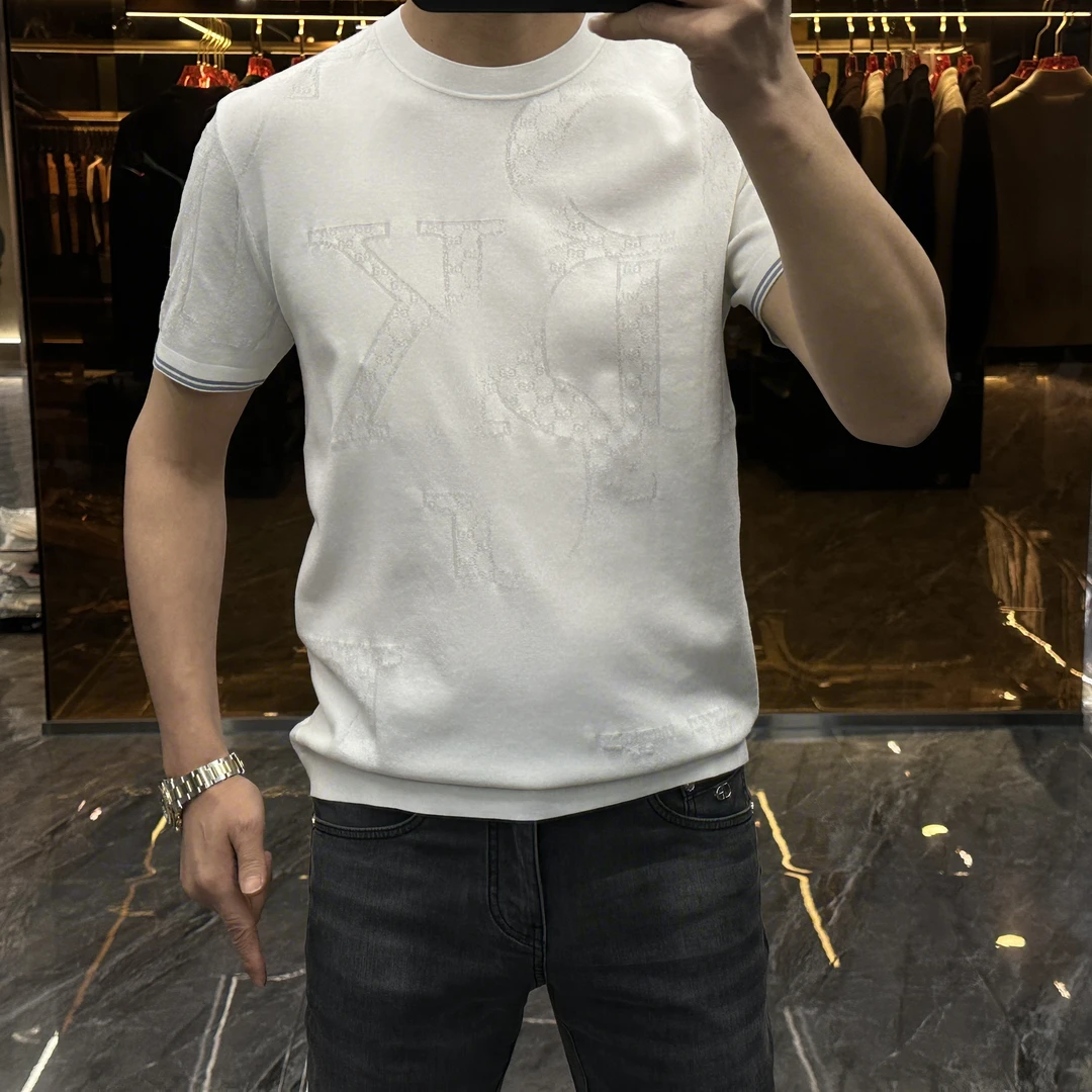 【素诚喆析】2024男士秋季轻奢欧版百搭时尚修身高品质棉感圆领短袖